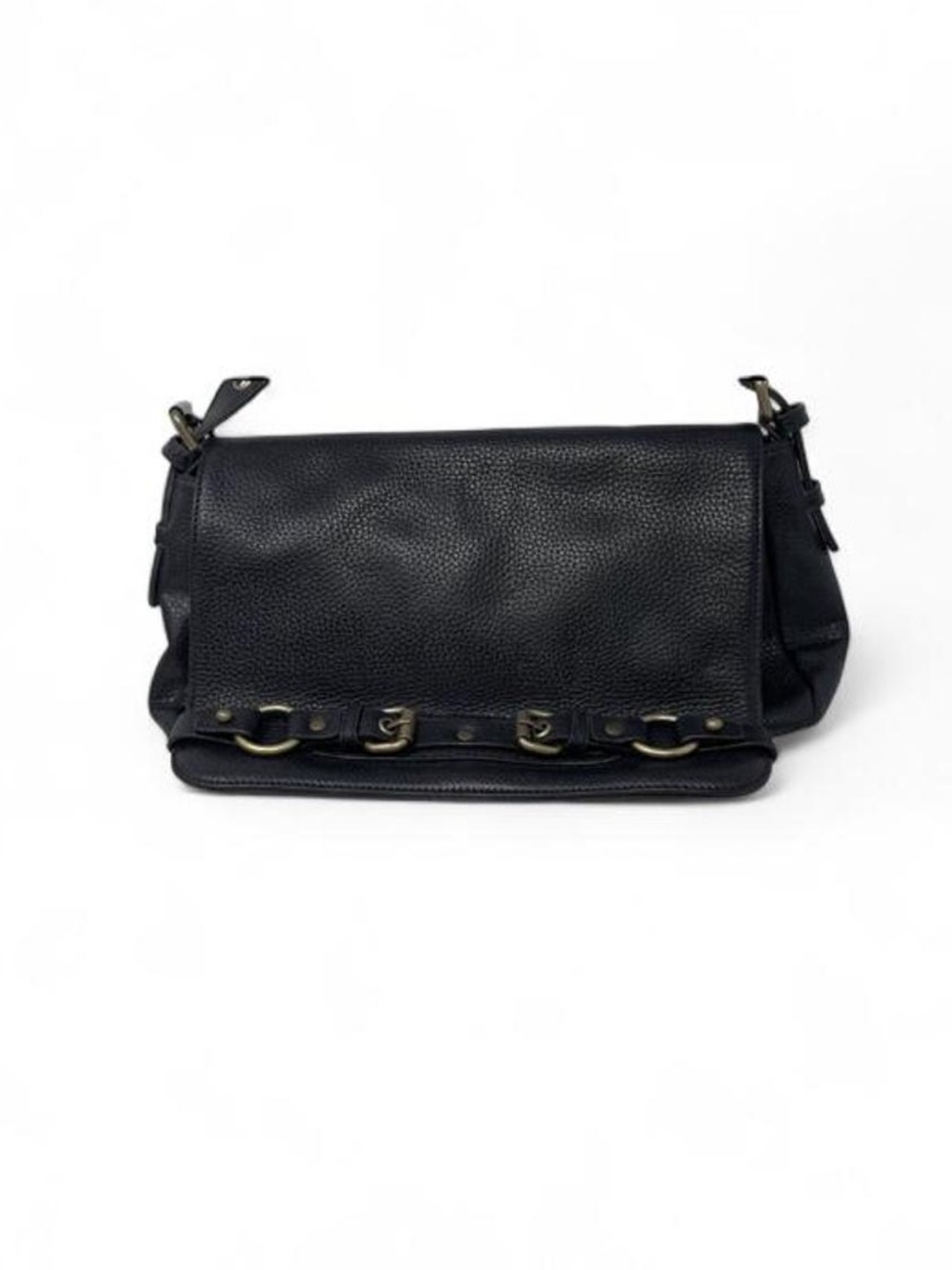 Bandolino Black Leather Flap Shoulder Bag